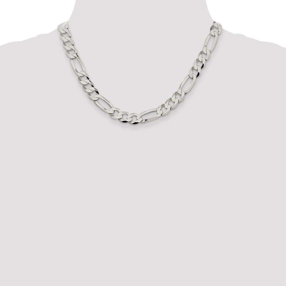 Sterling Silver 9.7mm Lightweight Flat Figaro Chain 18 Inches