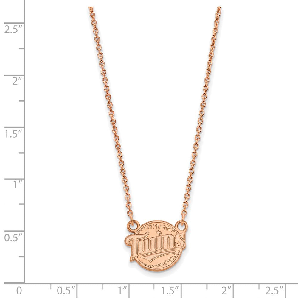 Sterling Silver Rose Gold-plated MLB LogoArt Minnesota Twins Small Pendant