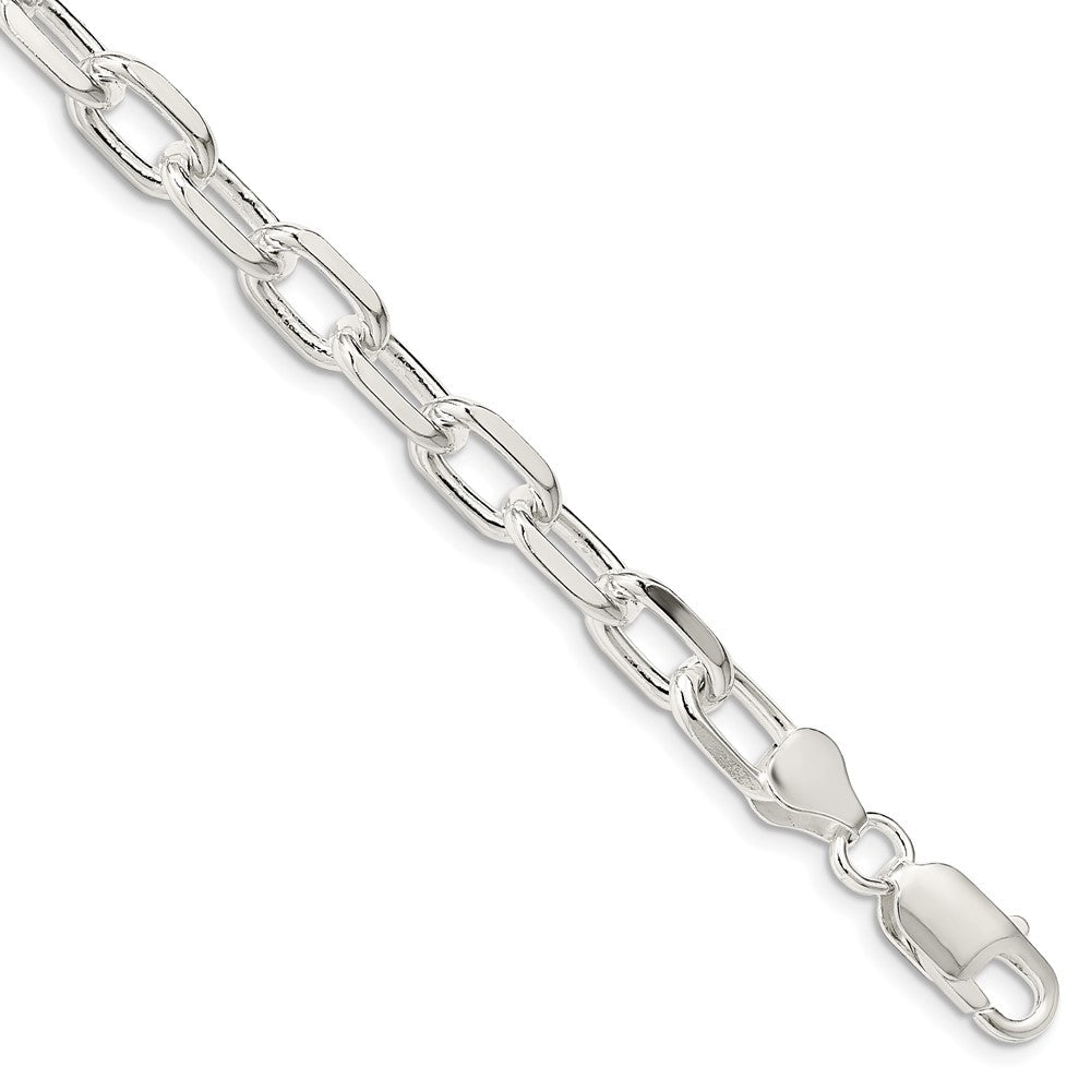 Sterling Silver 7.5mm Diamond-cut Long Link Cable Chain 9 inches
