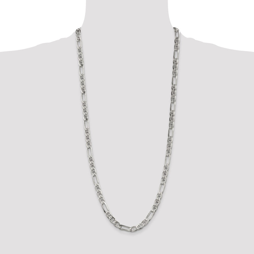 Sterling Silver 6.5mm Figaro Anchor Chain 30 Inches