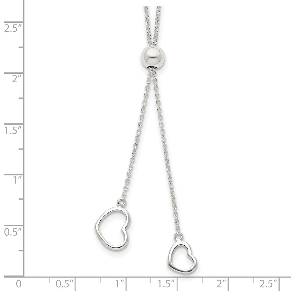 Sterling Silver Polished 2-Heart Adjusts up to 19.5 inch Necklace 19.5 Inches