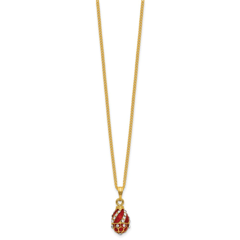 Luxury Giftware by Jere Bejeweled THE ROYAL CROWN Egg Trinket Box with Ring Insert and Matching 18 inch Necklace