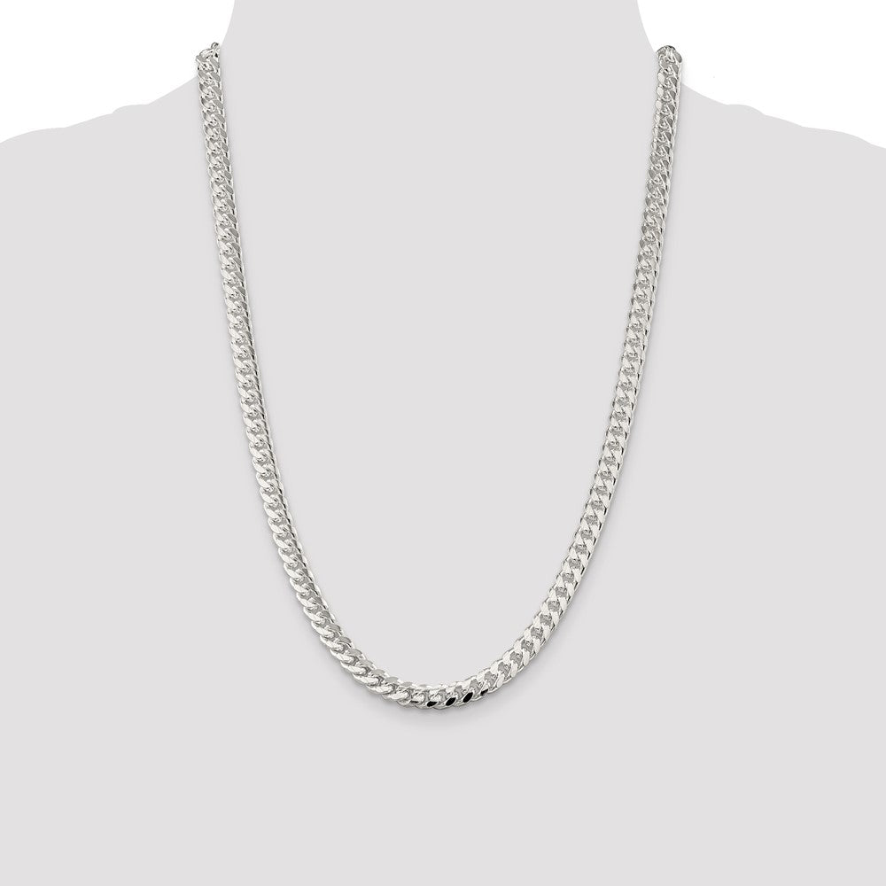 Sterling Silver 7mm Domed w/ Side D/C Curb Chain 24 Inches