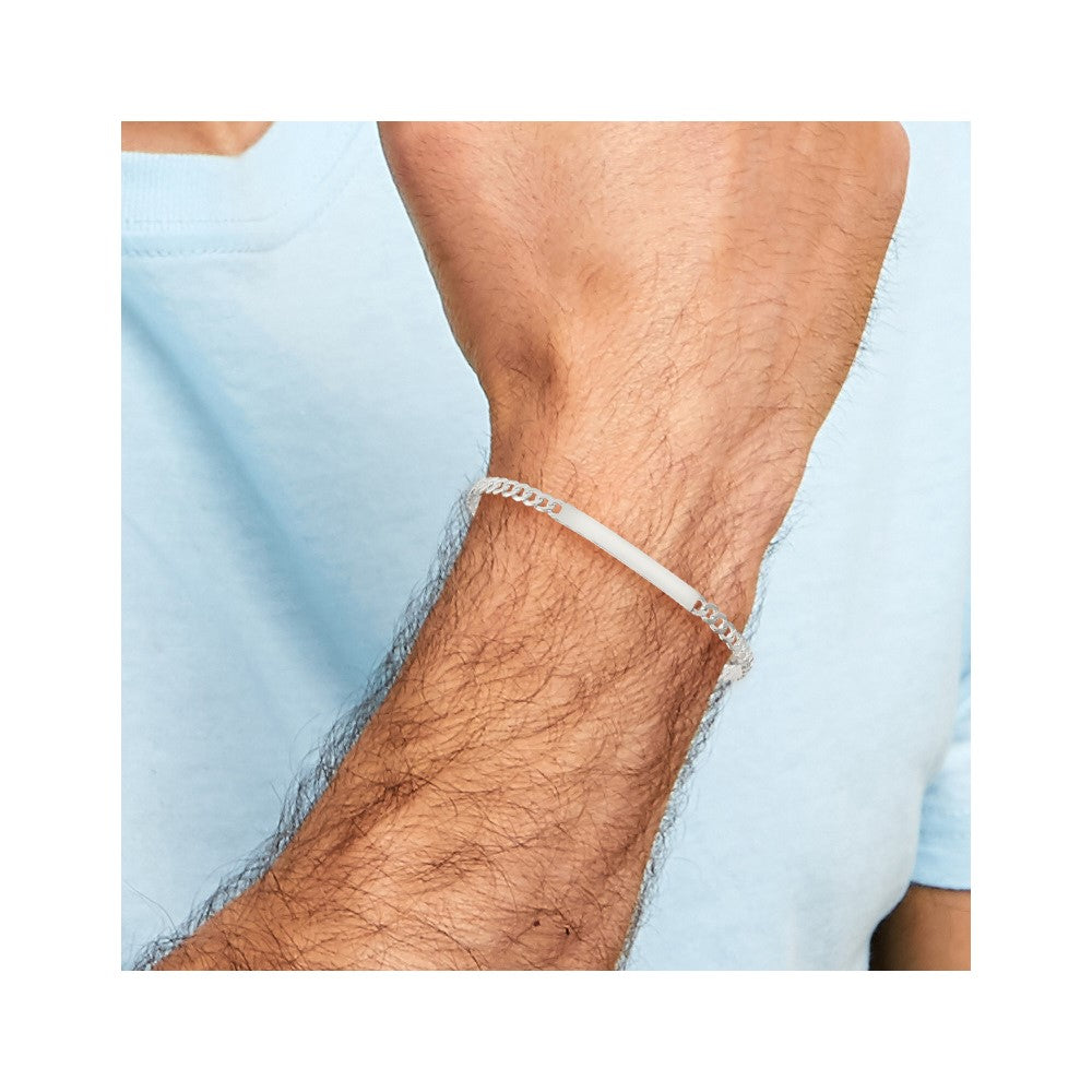 Sterling Silver Curb Link ID Bracelet 7.5 inches