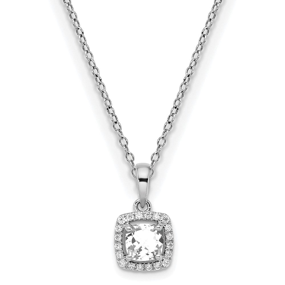 14kw ANT White Topaz and Diamond Pendant w/ chain