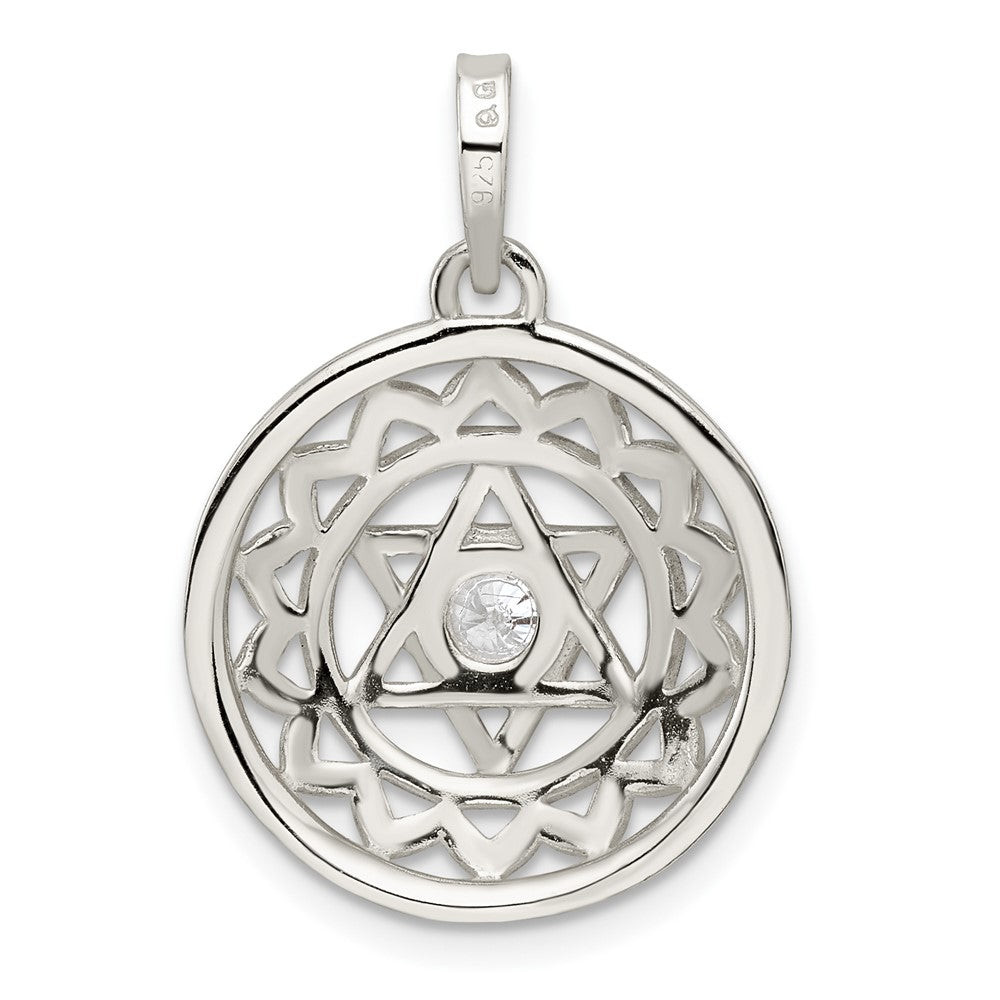 Sterling Silver CZ Heart Chakra Filigree Pendant