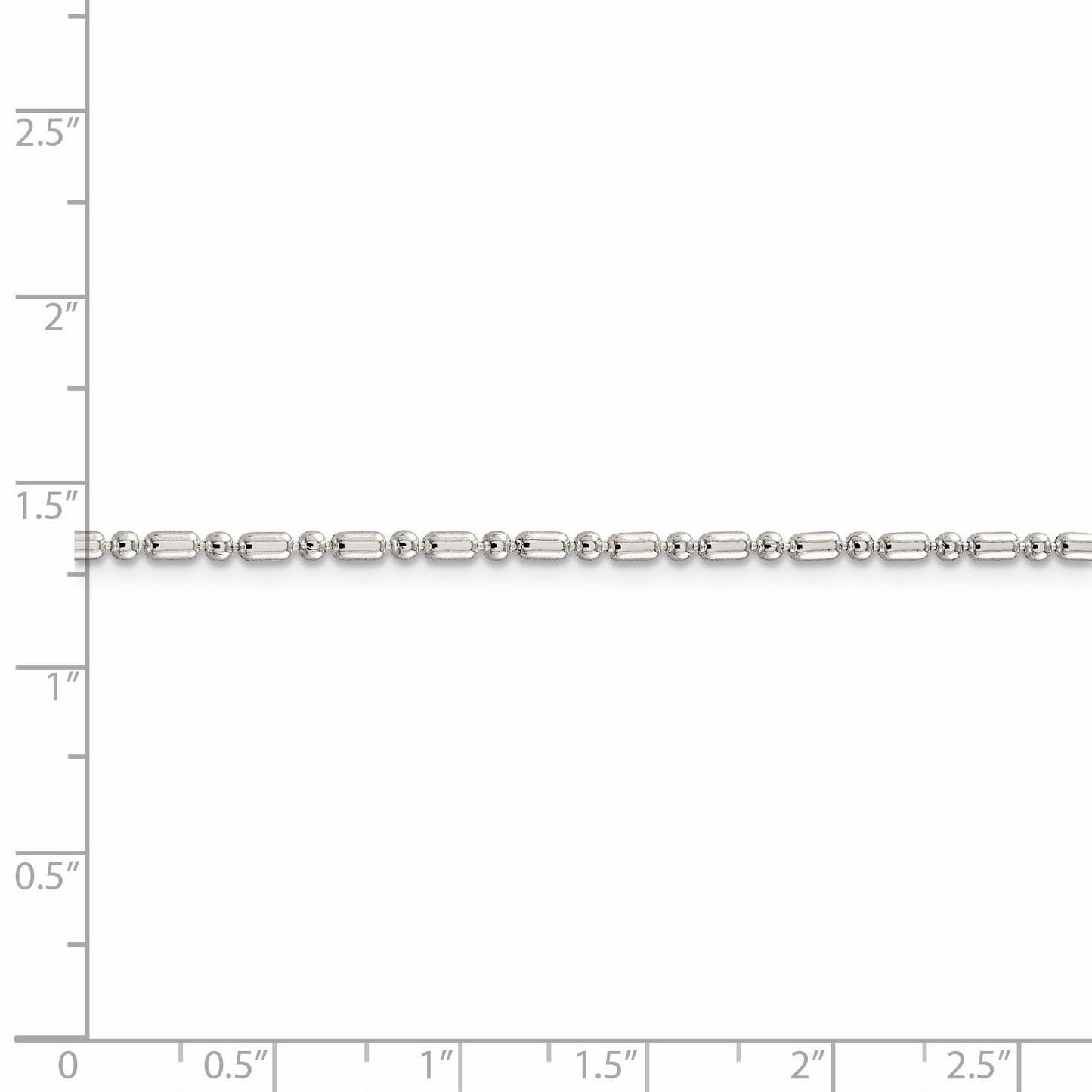 Sterling Silver 2mm Fancy Beaded Chain 24 Inches