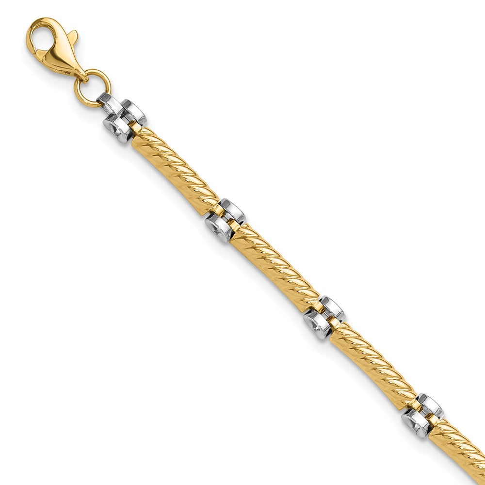 14K Two-tone Polished Fancy Link Bracelet 7.5 inches