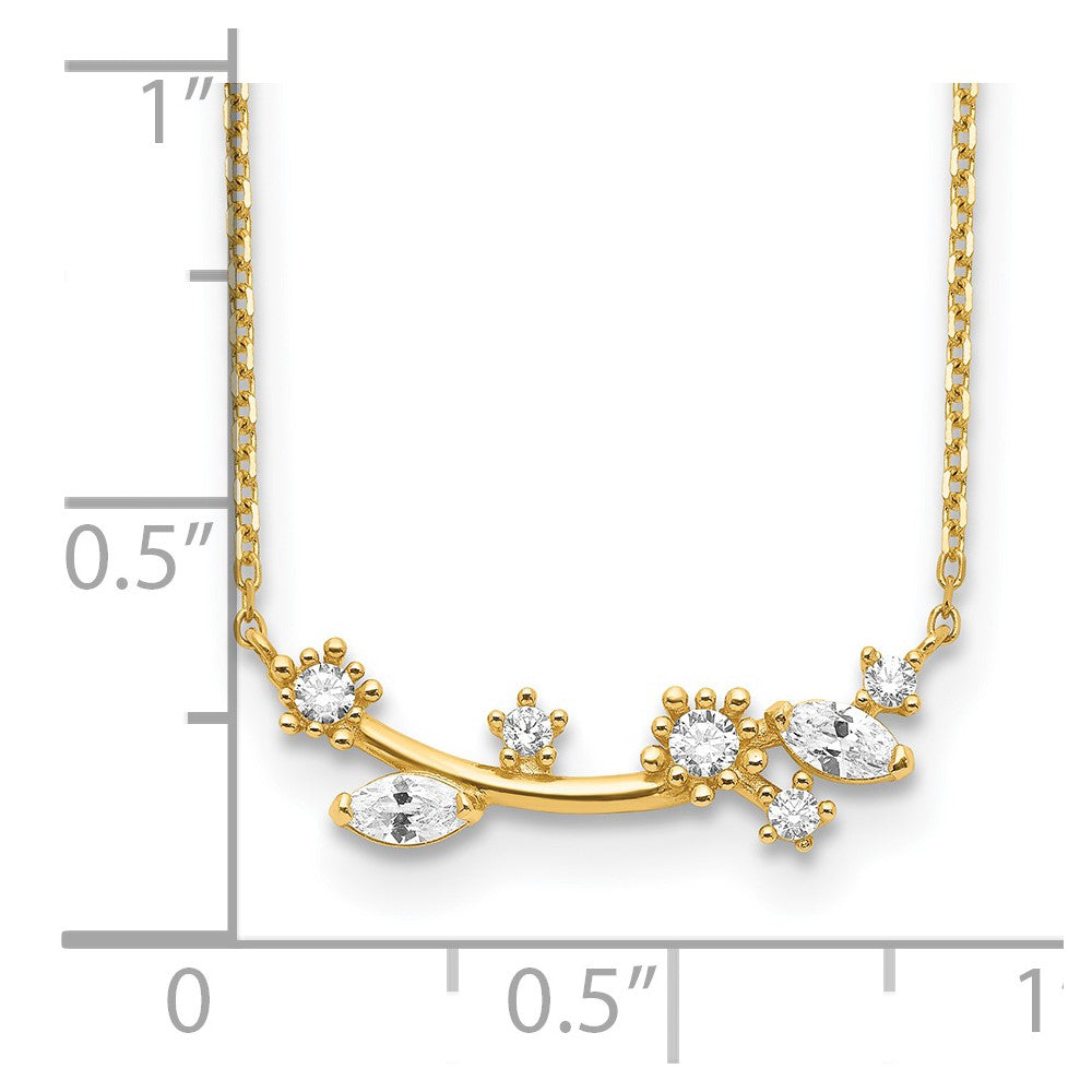 14K Flower with Crystal & CZ with 2IN EXT Necklace