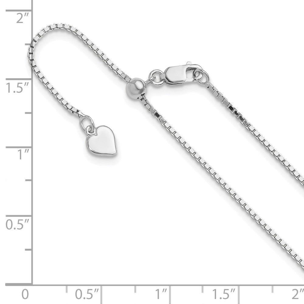 Sterling Silver RH-plated Adjustable 1.1mm Box Chain