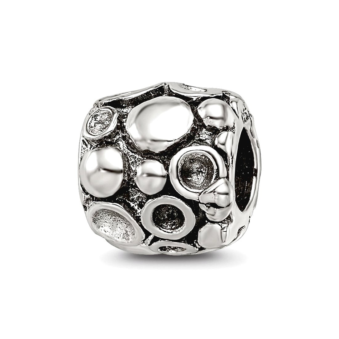 925 Sterling Silver Artisan Oxidized Reflections SimStars Dots Bali Bead Charm 8.18x8.18mm Wide Pendant Necklace for Wom