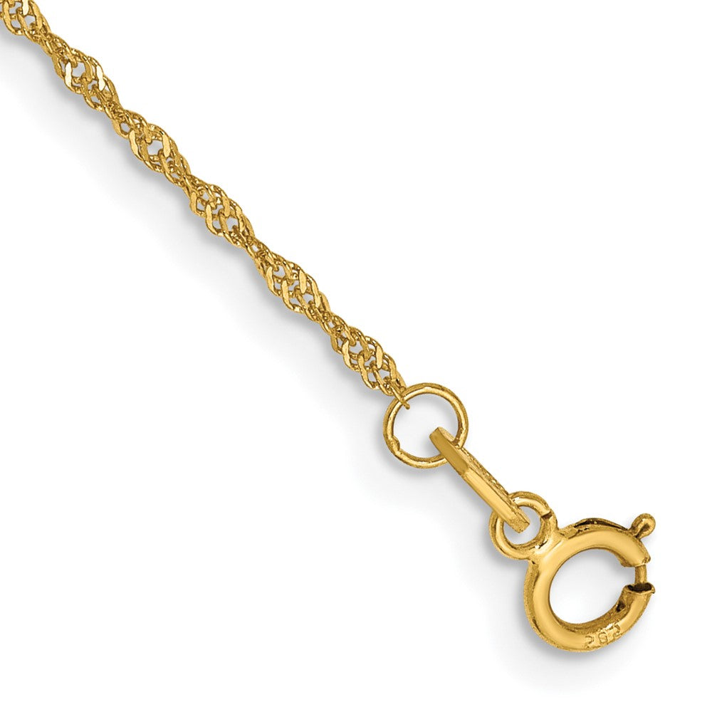 14K 6 inch 1.10mm Singapore with Spring Ring Clasp Chain 6 inches