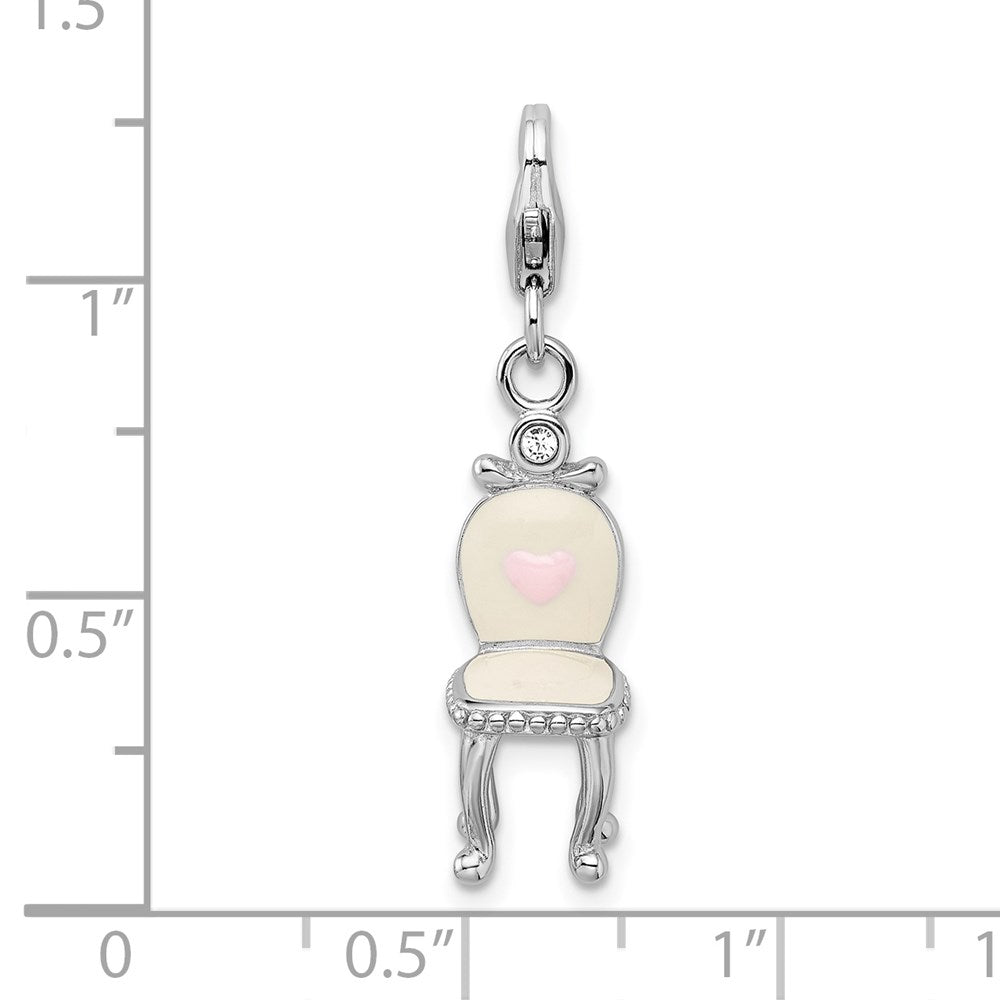 Amore La Vita Sterling Silver Rhodium-plated Polished 3-D Enameled Vanity Chair Charm with Fancy Lobster Clasp