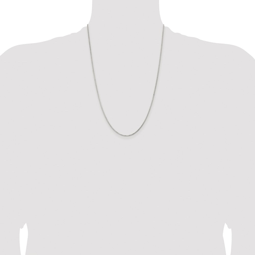 Sterling Silver Rhodium-plated 1.3mm Diamond-cut Round Box Chain