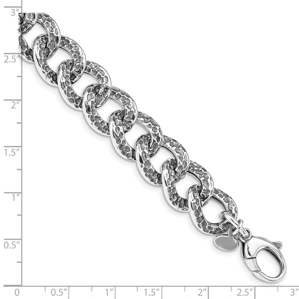 Sterling Silver Antiqued & Textured .50in ext Bracelet