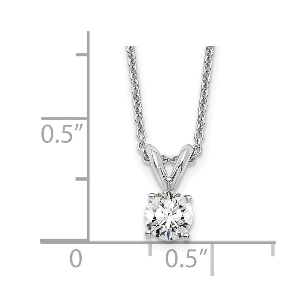 14k White Gold 1/3 carat Lab Grown Diamond VS/SI+ G+ Round Complete Four Prong 18 inch Solitaire Pendant Necklace