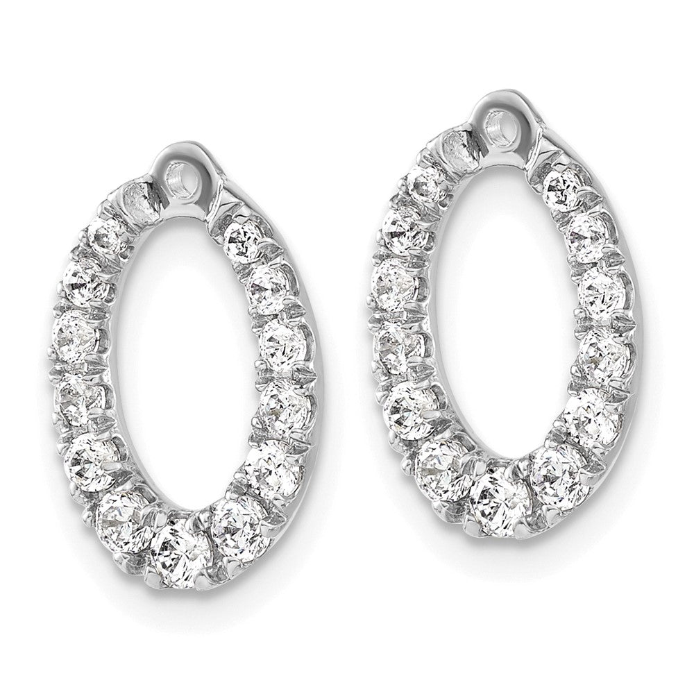 14k White Gold 5/8 carat Lab Grown Diamond VS/SI+ G+ Oval Earring Jackets