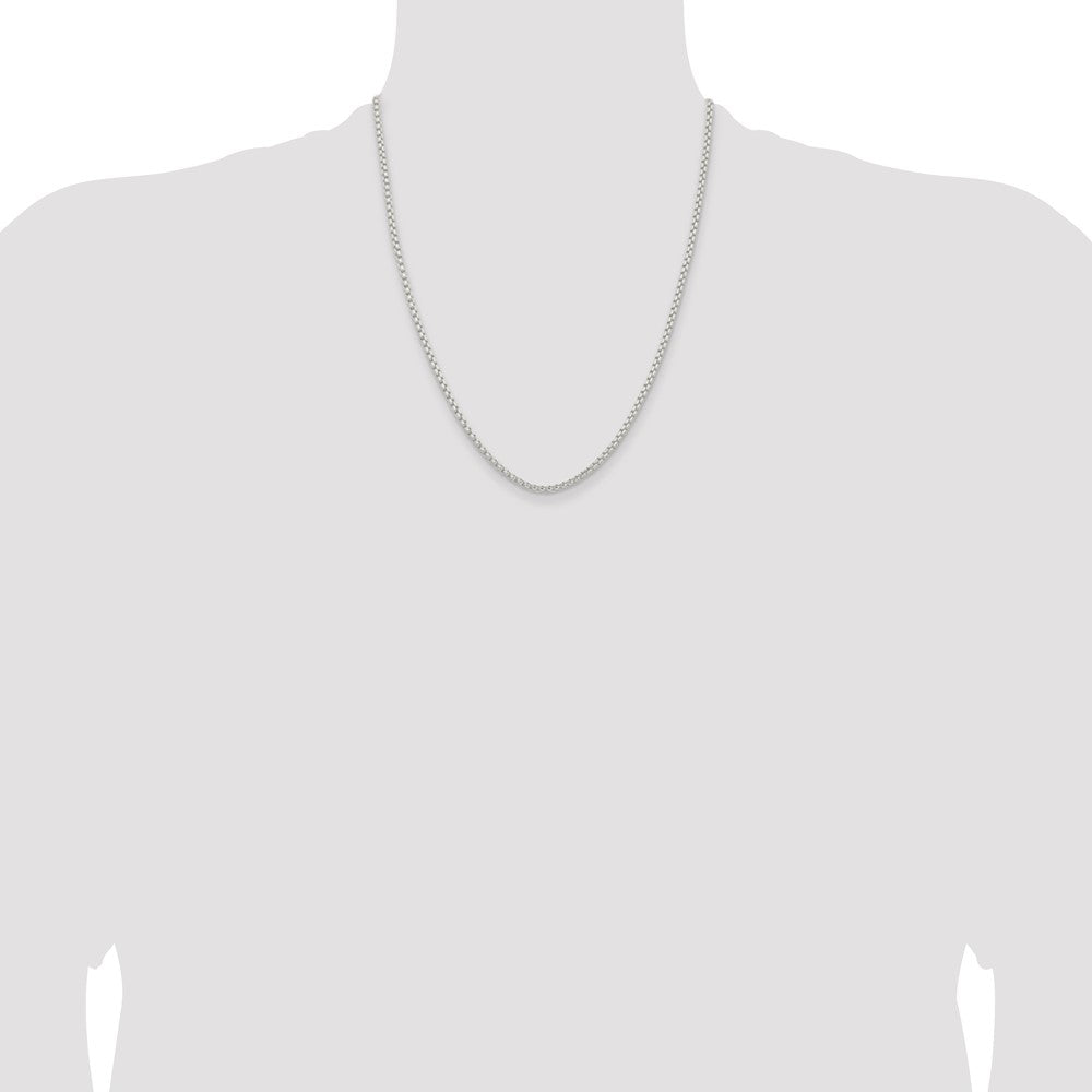 Sterling Silver 2.6mm Round Box Chain 22 Inches