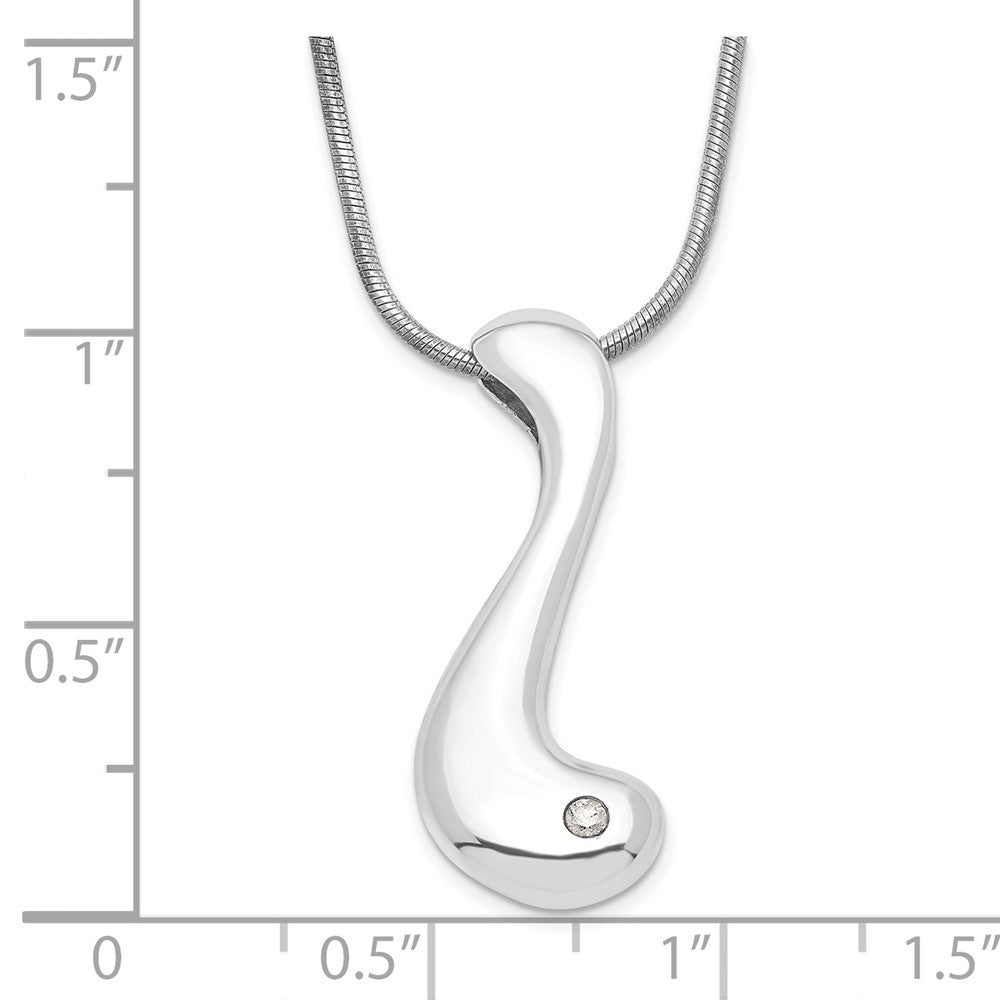 Sterling Silver White Ice Polished .02ct. Diamond w/ 2in ext Necklace