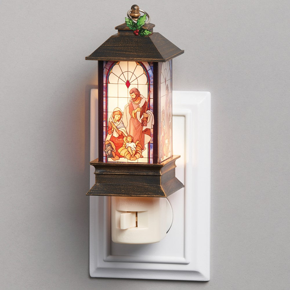 Resin Fontanini Holy Family Swivel Plug in Night Light