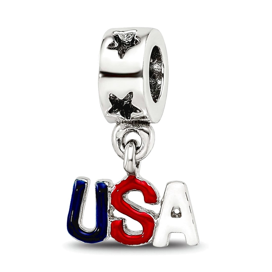 Sterling Silver Reflections Enameled USA Dangle Bead