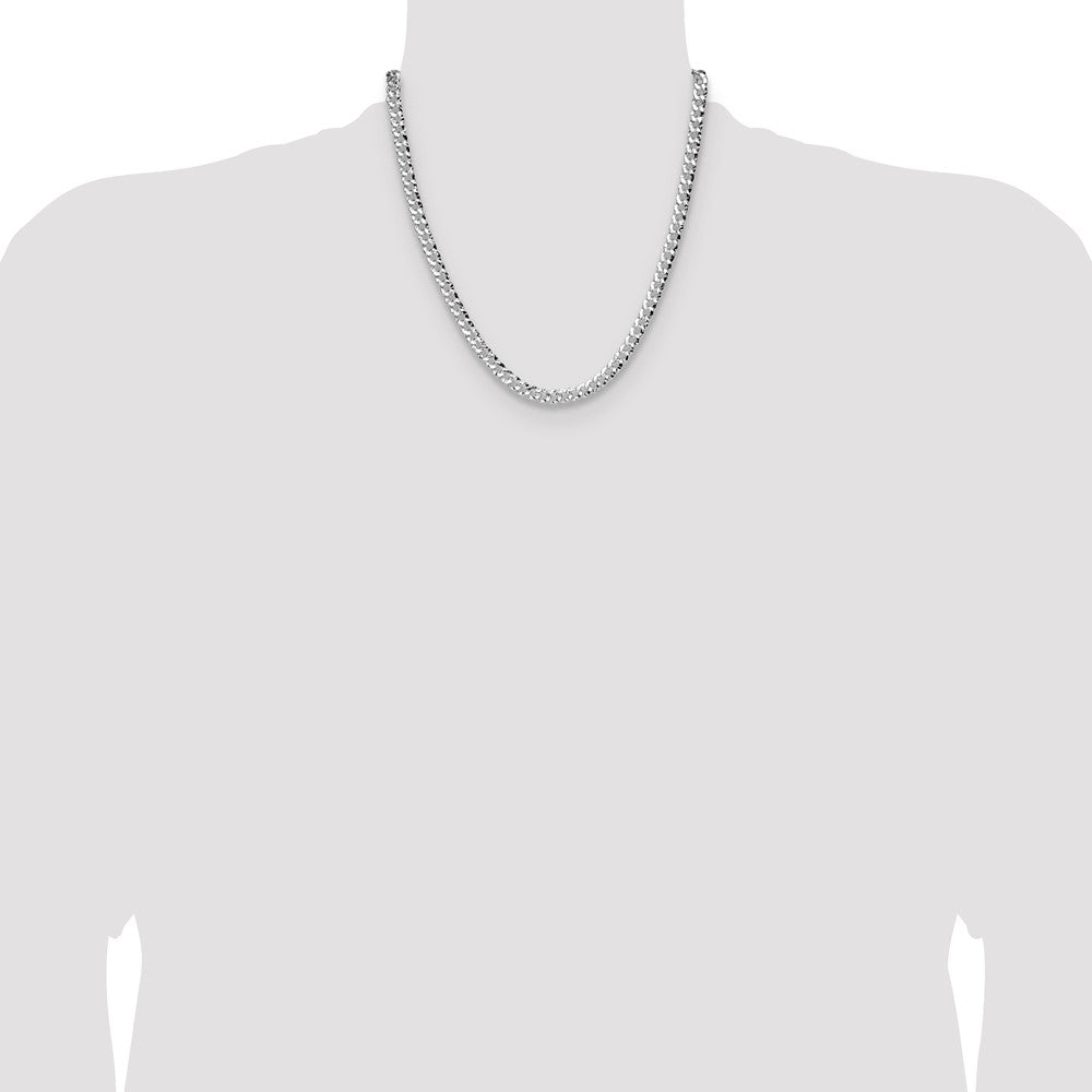 Sterling Silver 6.35mm Hammered Curb Chain
