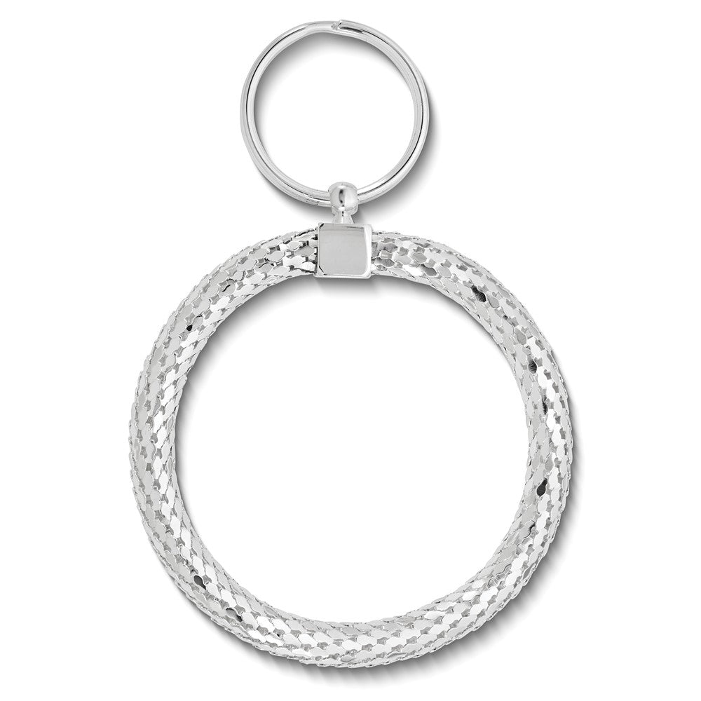 Large Round Silver-tone Mesh Keychain