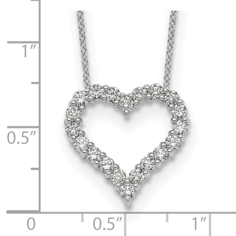 True Origin 14k White Gold 1 carat Lab Grown Diamond VS DEF 18 inch Open Heart Pendant Necklace