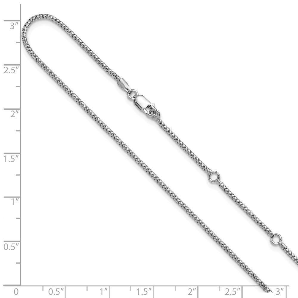 Sterling Silver RH-plt 1.4mm Popcorn 1in+1in Adjustable Chain