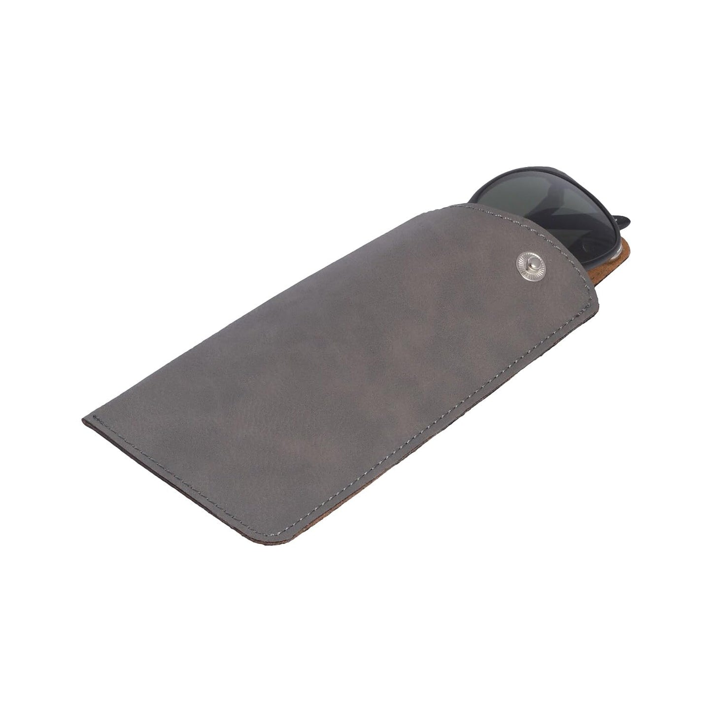 Grey Leatherette Eye Glass Sleeve with Snap Closure
