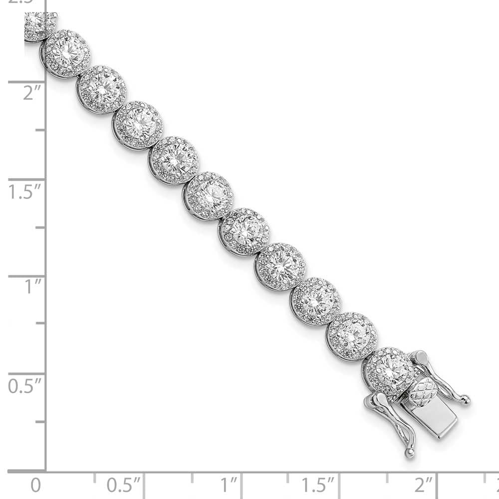 Sterling Silver Rhodium-plated Polished Round CZ Tennis Bracelet 7.5 inches