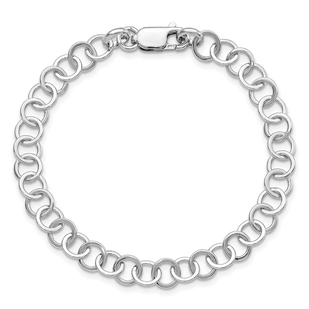 Amore La Vita Sterling Silver Rhodium-plated Polished 7mm 7.5 inch Fancy Link with Lobster Clasp Charm Bracelet 7.5 inches