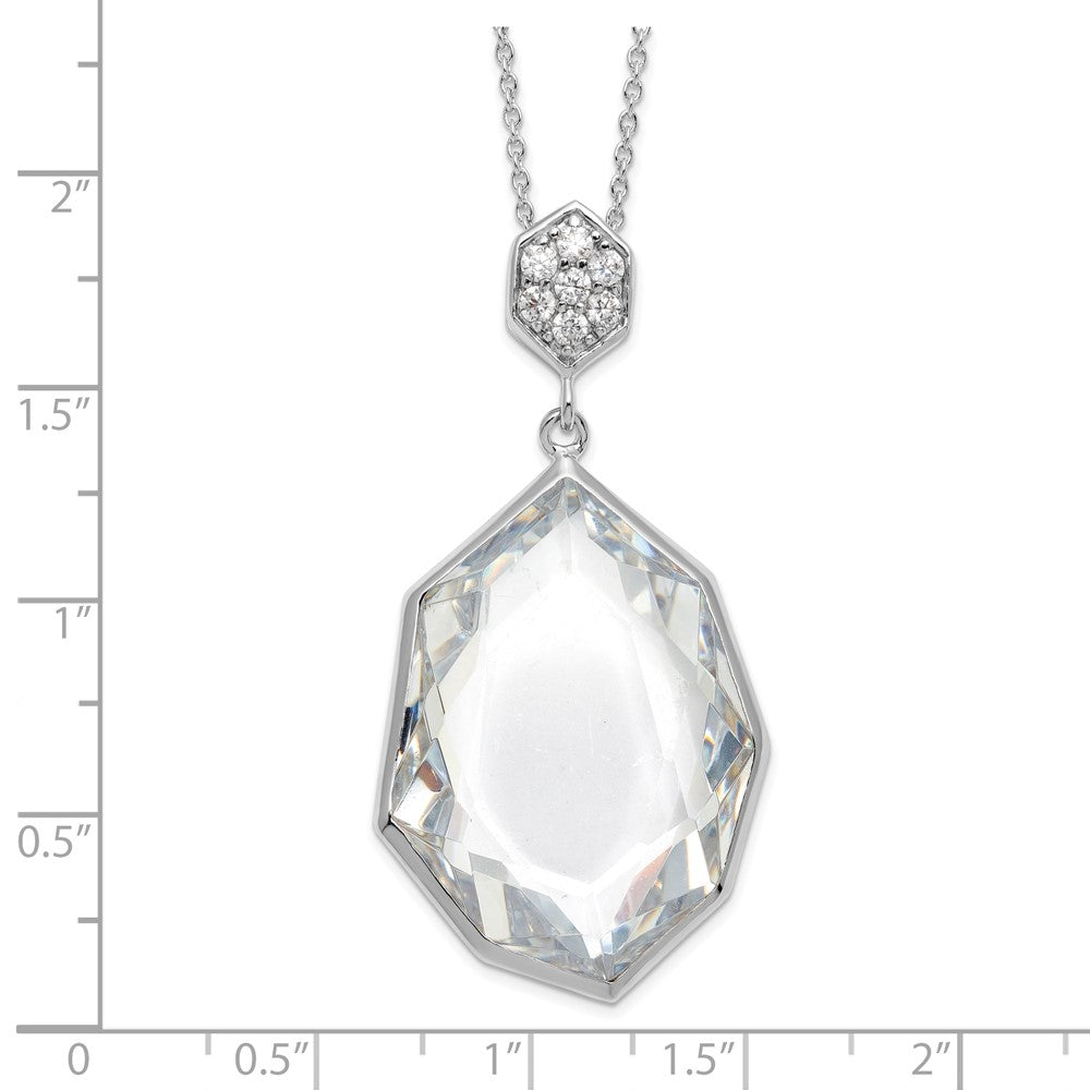 Sterling Silver Rhodium-plated CZ Pendant 18 inch Necklace