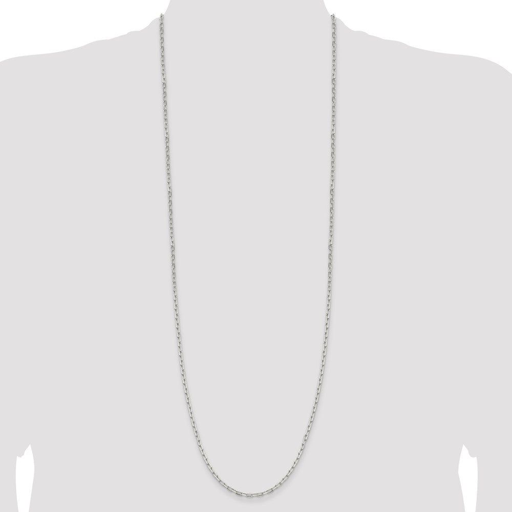 Sterling Silver 2.75mm Elongated Open Link Chain 36 Inches