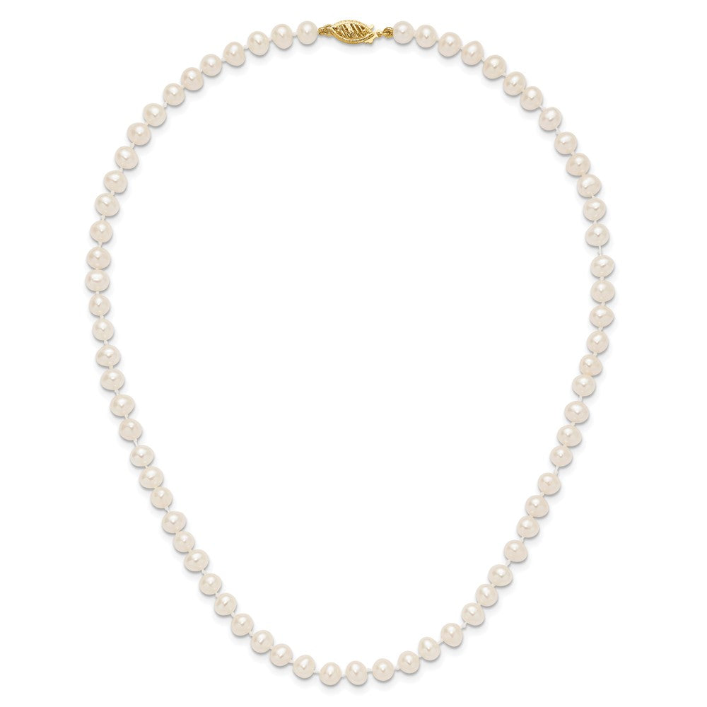 10k 5-6mm White Near-Round Freshwater Cultured Pearl 16 inch Necklace