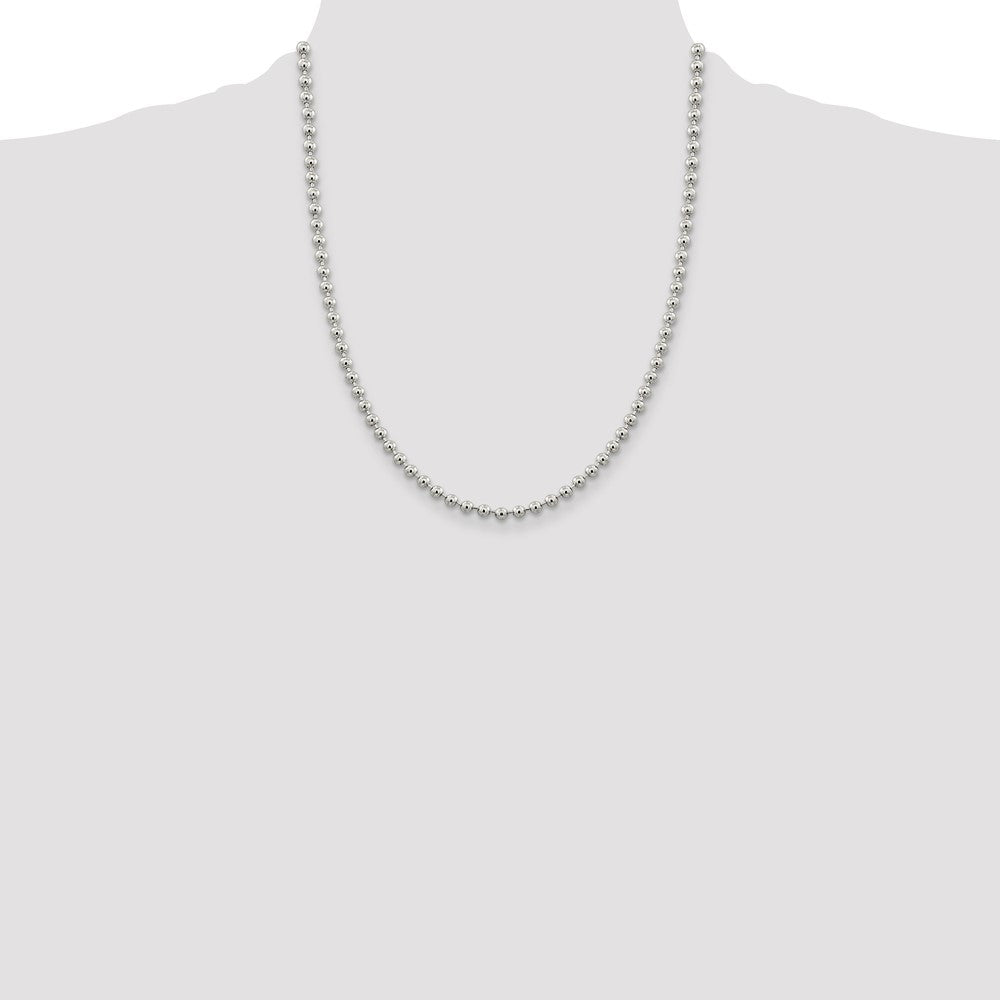 Sterling Silver 4mm Beaded Chain 22 Inches