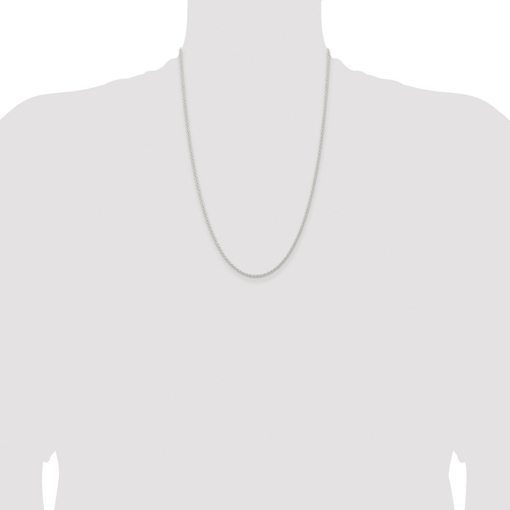 Sterling Silver Rhodium-plated 1.8mm Solid Rope Chain