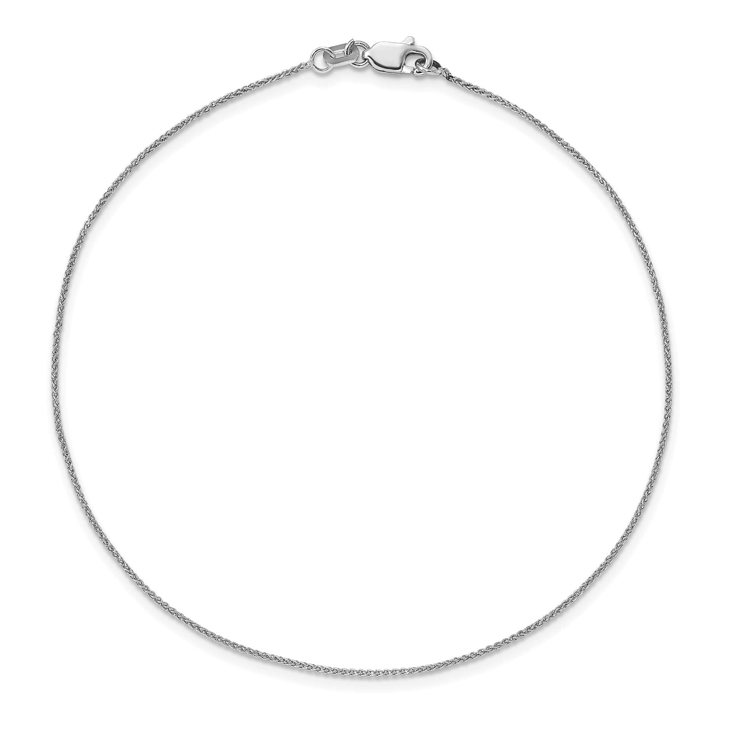 14K White Gold 9 inch .85mm Spiga with Lobster Clasp Anklet