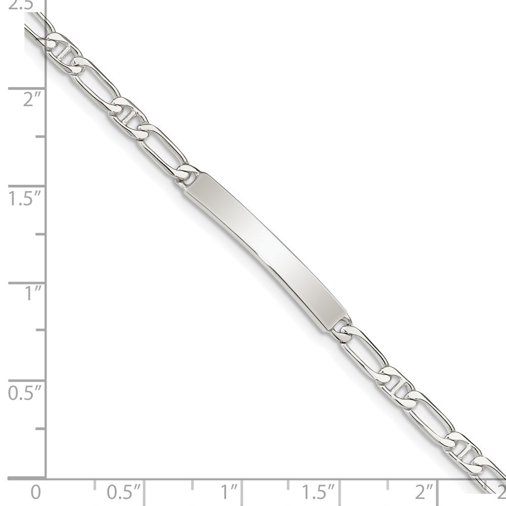 Sterling Silver Polished Engraveable Anchor Link ID Bracelet 7 inches