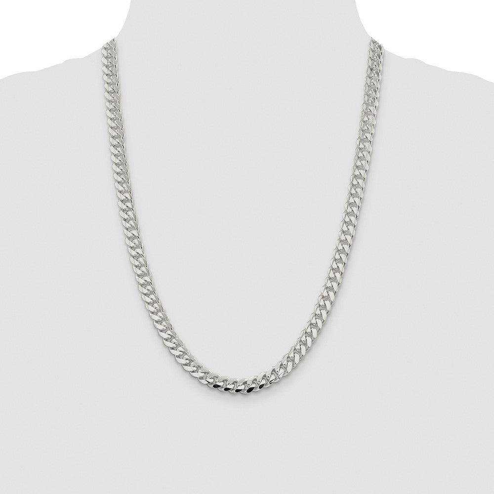 Sterling Silver Rhodium-plated 7.8mm Polished Domed Curb Chain