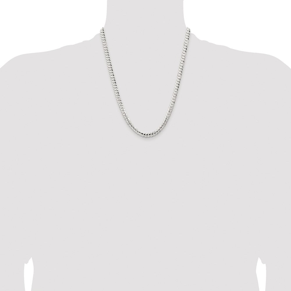 Sterling Silver Rhodium-plated 5.65mm Concave Beveled Curb Chain