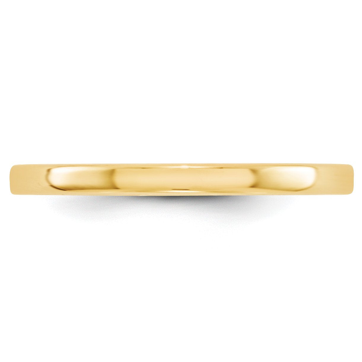 14k Yellow Gold 2mm Lightweight Flat Wedding Band Size 10
