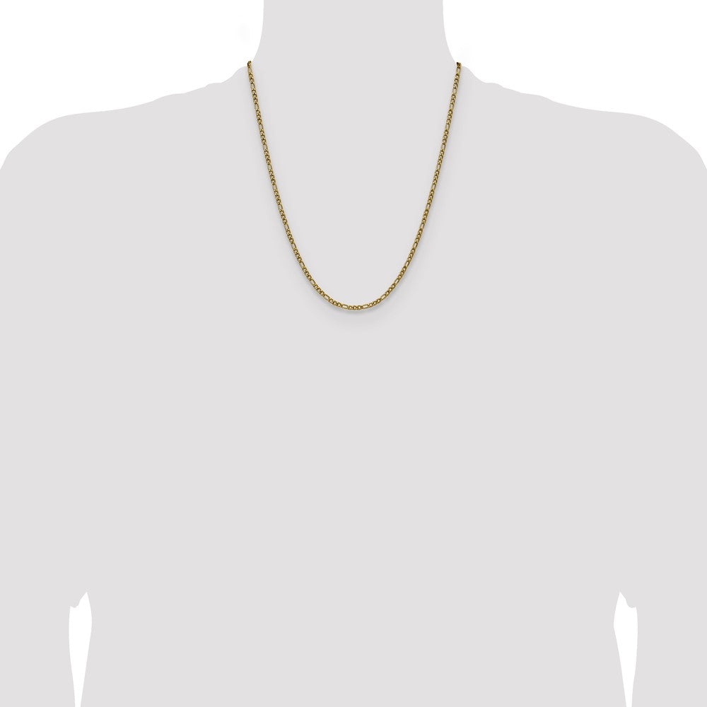 Chisel Stainless Steel Polished Yellow IP-plated 3mm 22 inch Figaro Chain Size - 8