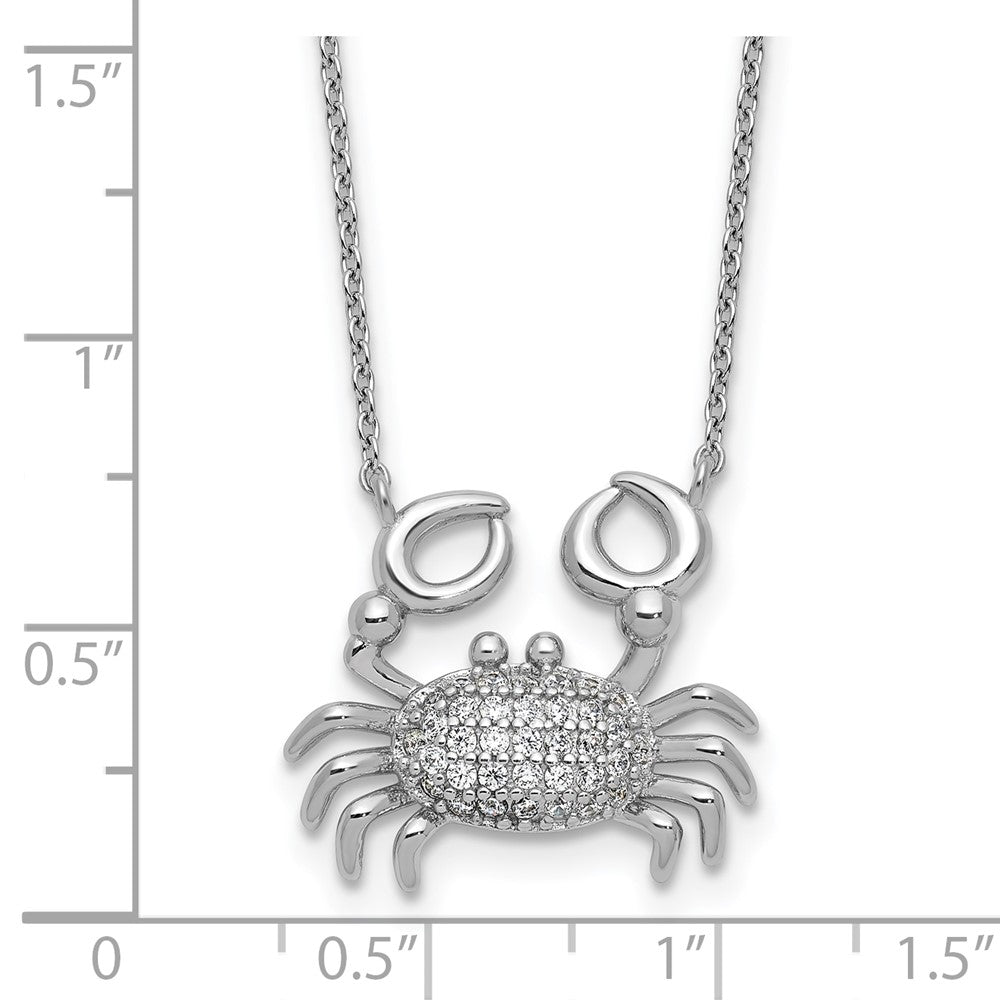 Cheryl M Sterling Silver Rhodium-plated Polished CZ Crab Necklace 18 Inches