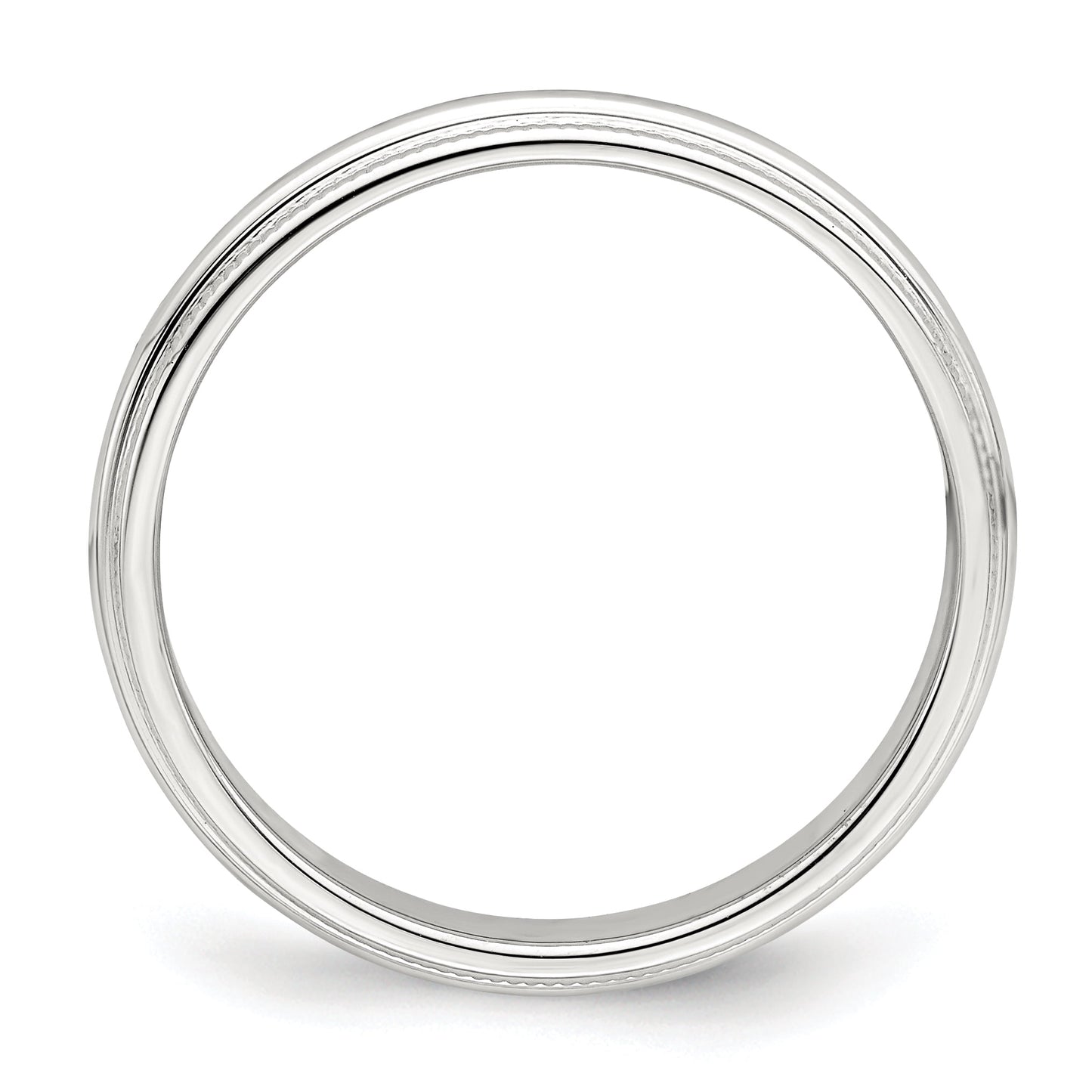 Sterling Silver Rhodium-plated 3mm Half Round Milgrain Size 8.5 Band
