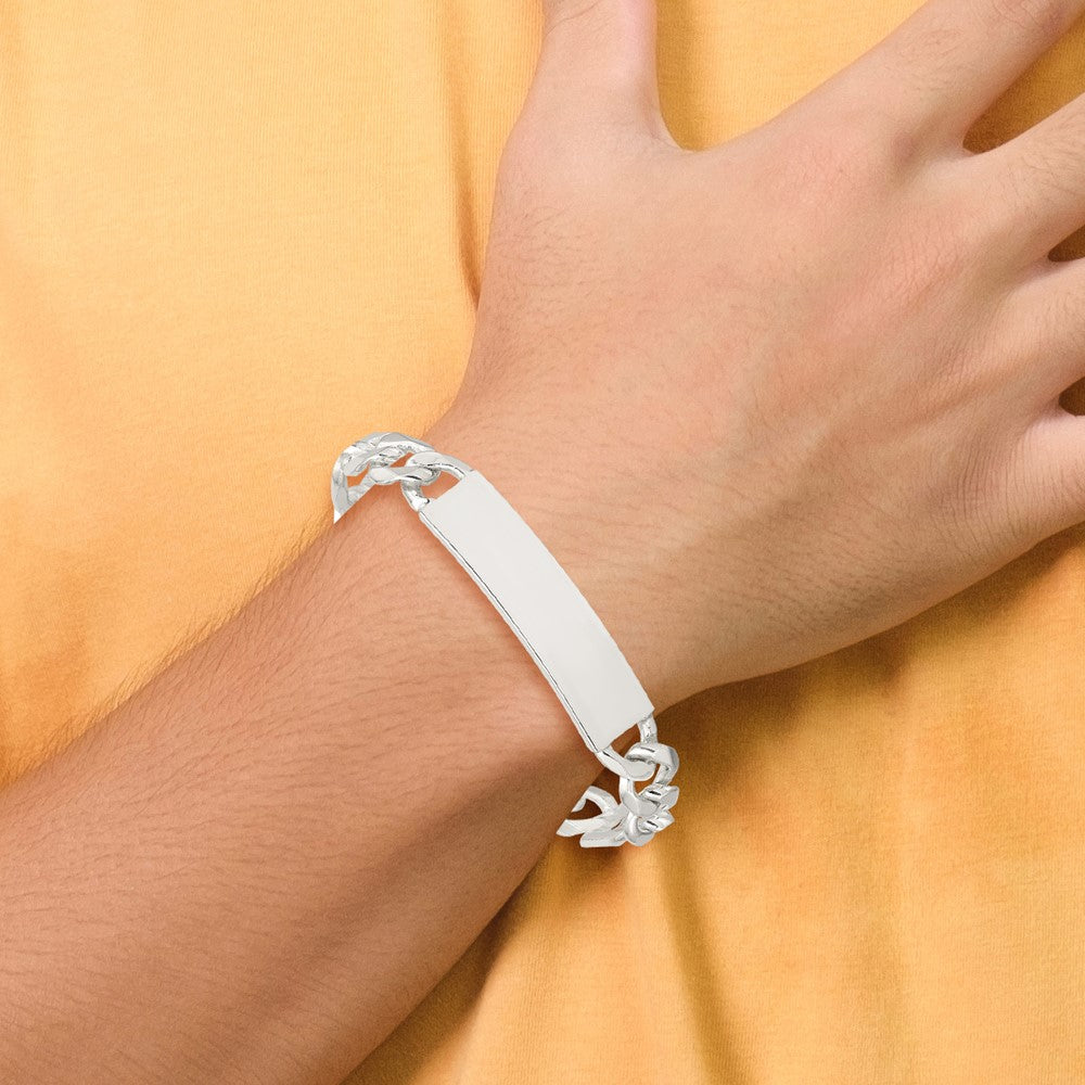 Sterling Silver Figaro Link ID Bracelet 8.5 inches