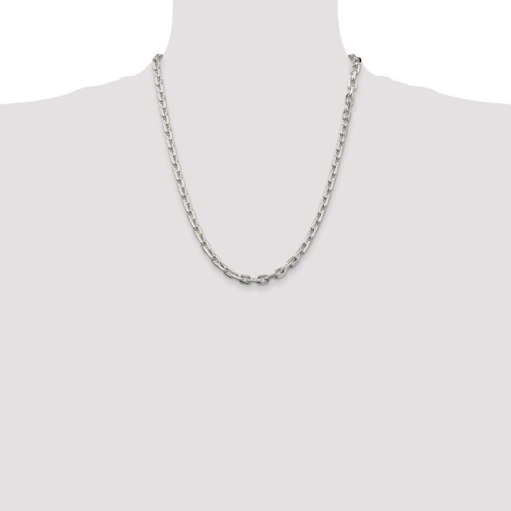 Sterling Silver 5.4mm Beveled Oval Cable Chain 22 Inches