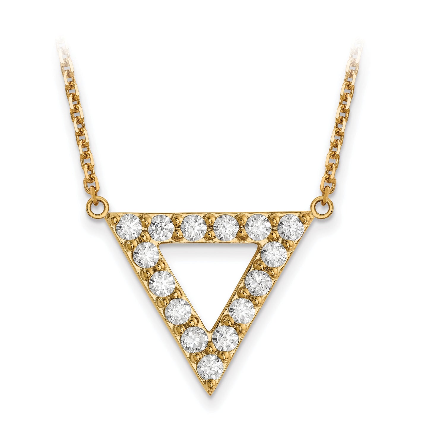14k AA Quality Diamond 20mm Triangle Necklace