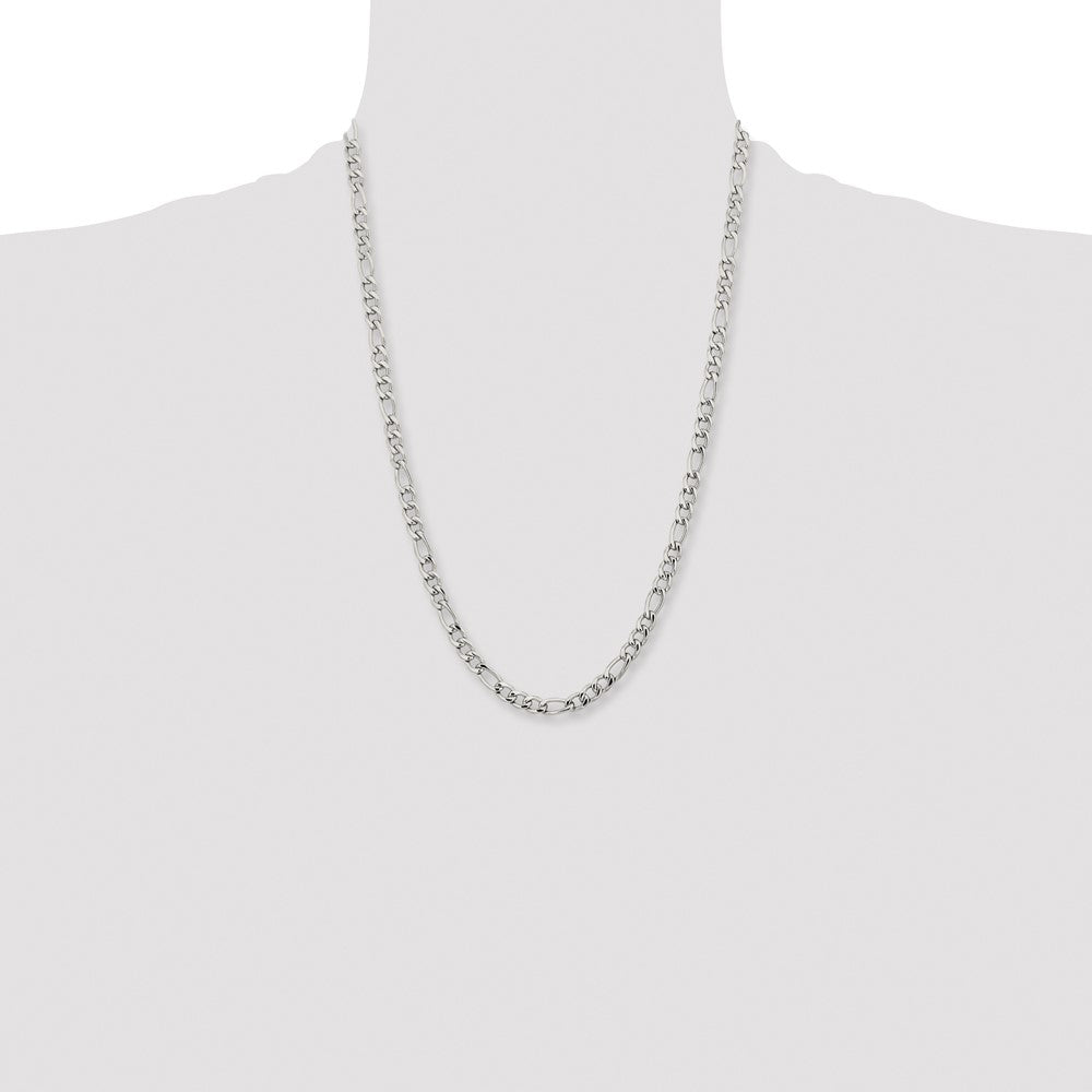 Stainless Steel Polished 6.3mm 24in Figaro Chain
