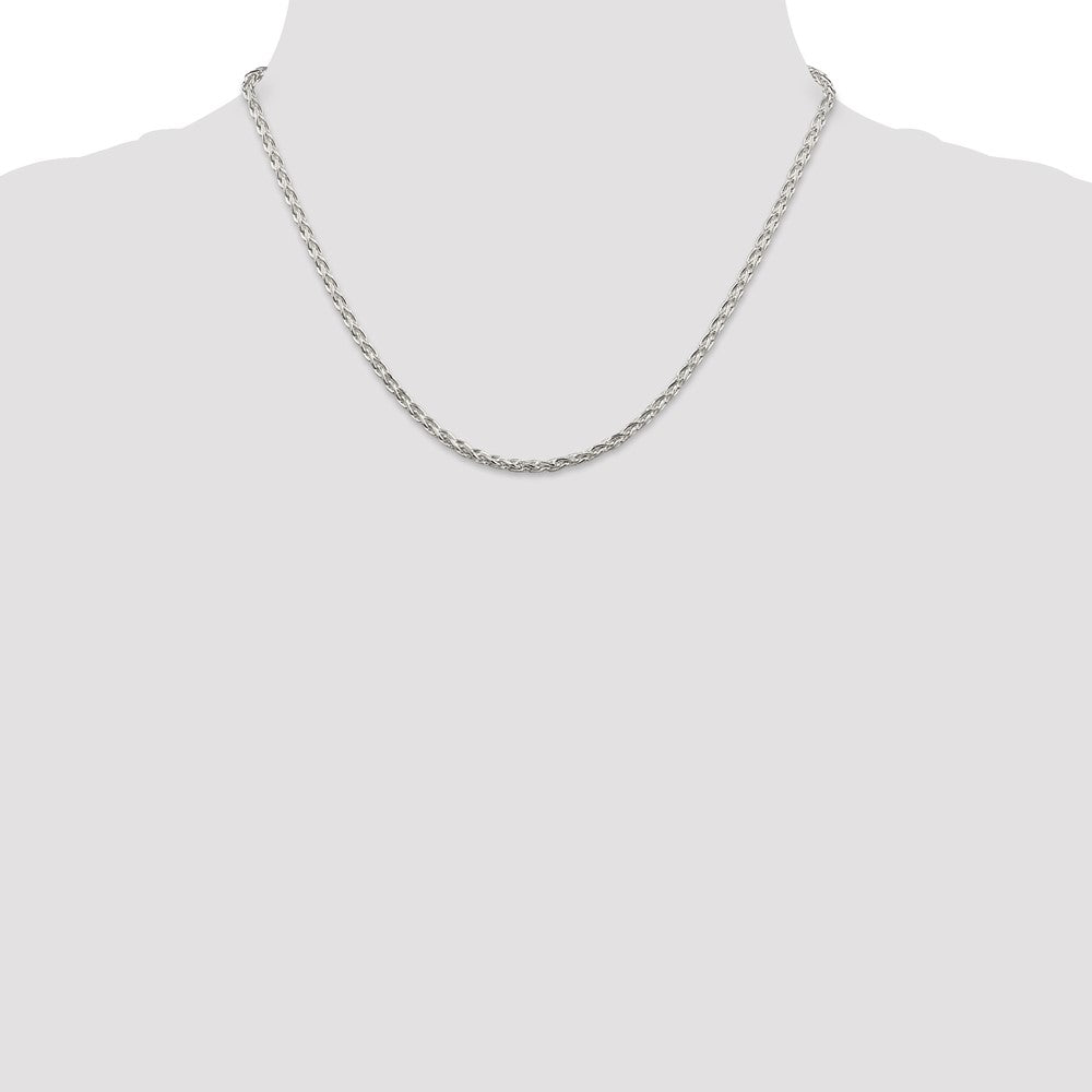 Sterling Silver 2.85mm Diamond-cut Round Spiga Chain 18 Inches